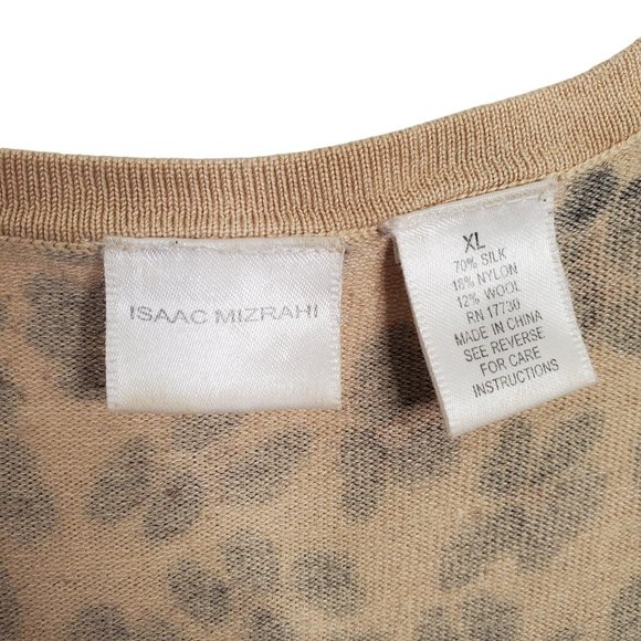 Isaac Mizrahi Size XL Sweater Pullover Silk Wool Blend Leopard Lightweight Knit - Picture 6 of 6